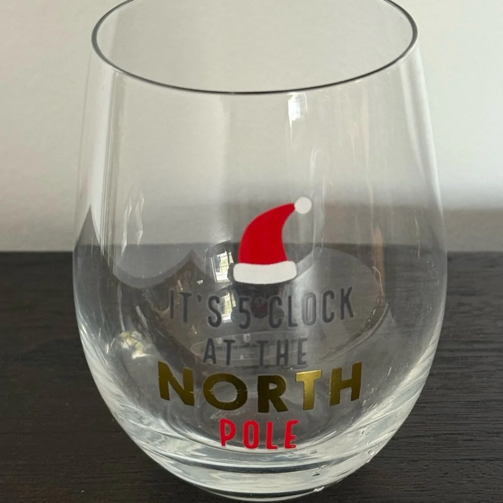 Holiday Boutique Its 5' Clock At The North Pole Christmas Wine Glass